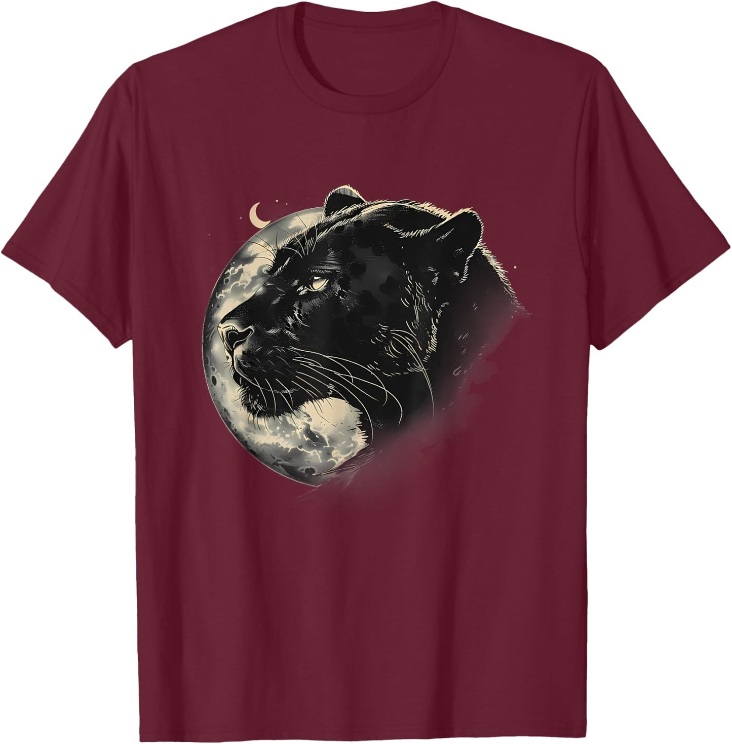 Panther Nature Jungle Motif Wildlife Moon Panther Lover T-Shirt - T-Shirt | Maroon