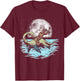 Funny Bigfoot Riding Nessie Loch Ness Monster & Full Moon T-Shirt - T-Shirt | Maroon