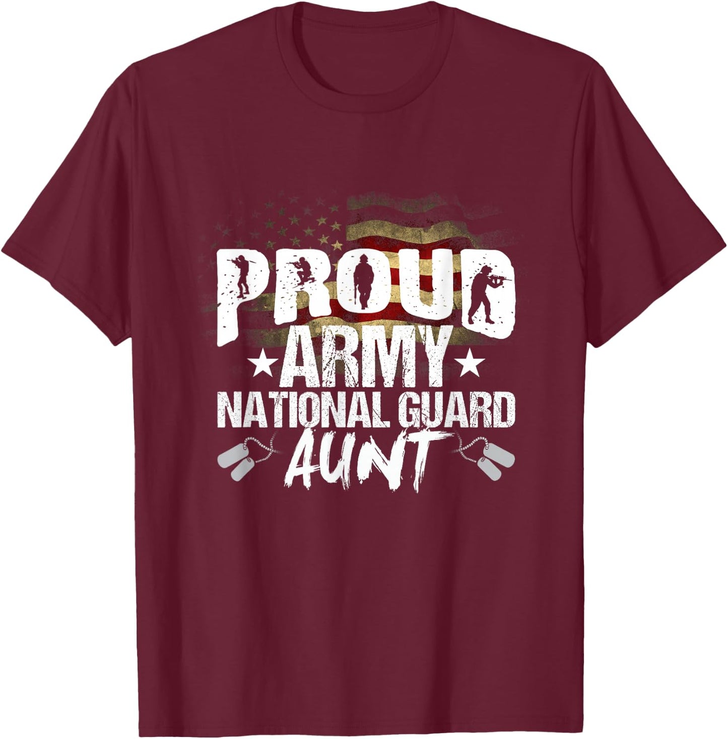 Proud Army National Guard Aunt Veteran On 4th July T-Shirt - T-Shirt | Maroon