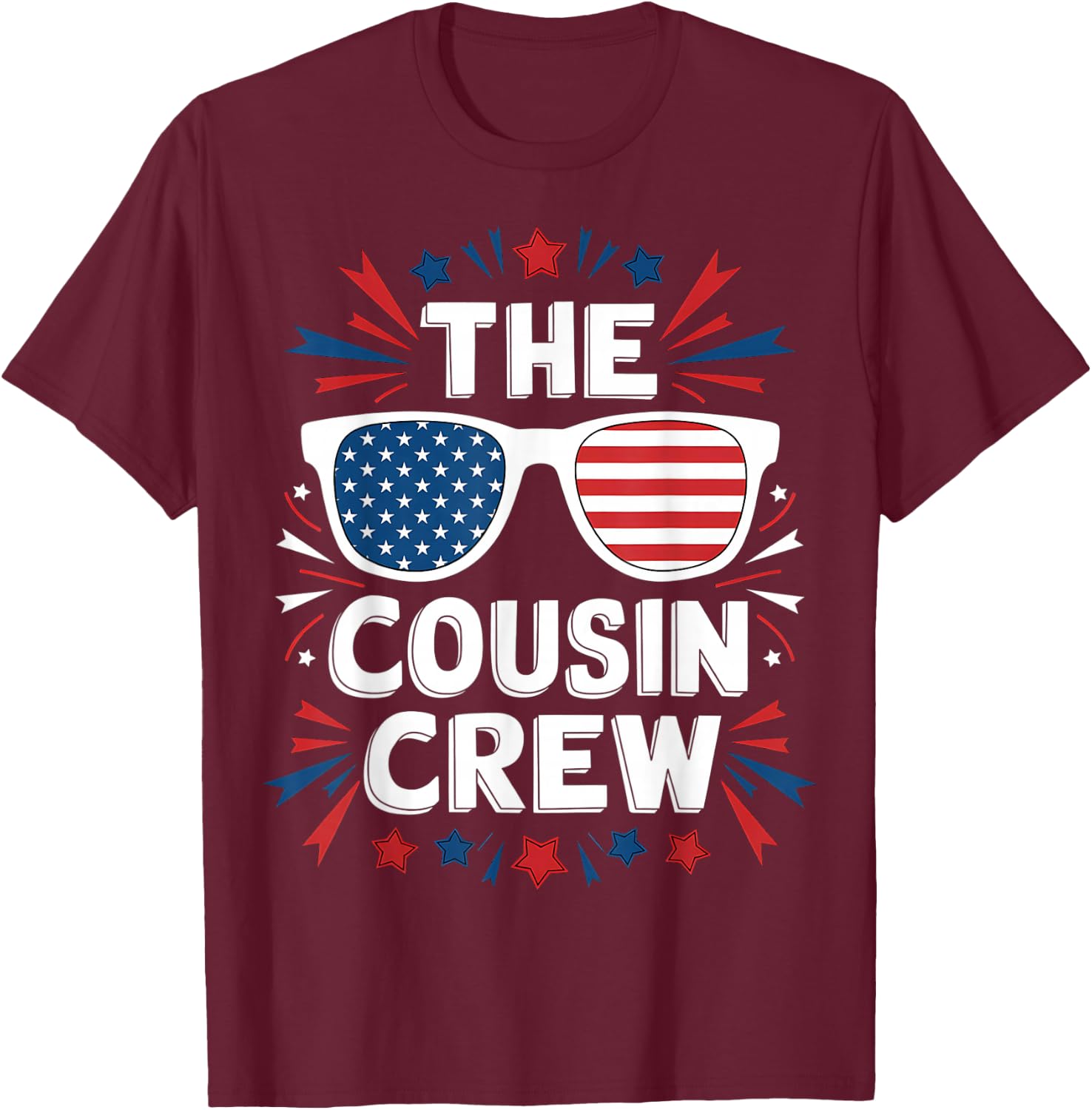 Patriotic American Cousin Crew 4th of July Family Matching T-Shirt - T-Shirt | Maroon