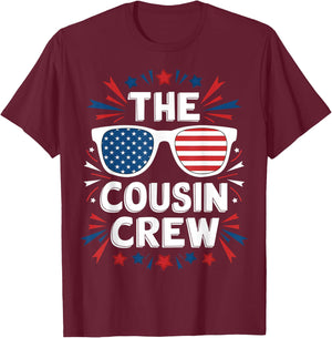 Patriotic American Cousin Crew 4th of July Family Matching T-Shirt - T-Shirt | Maroon