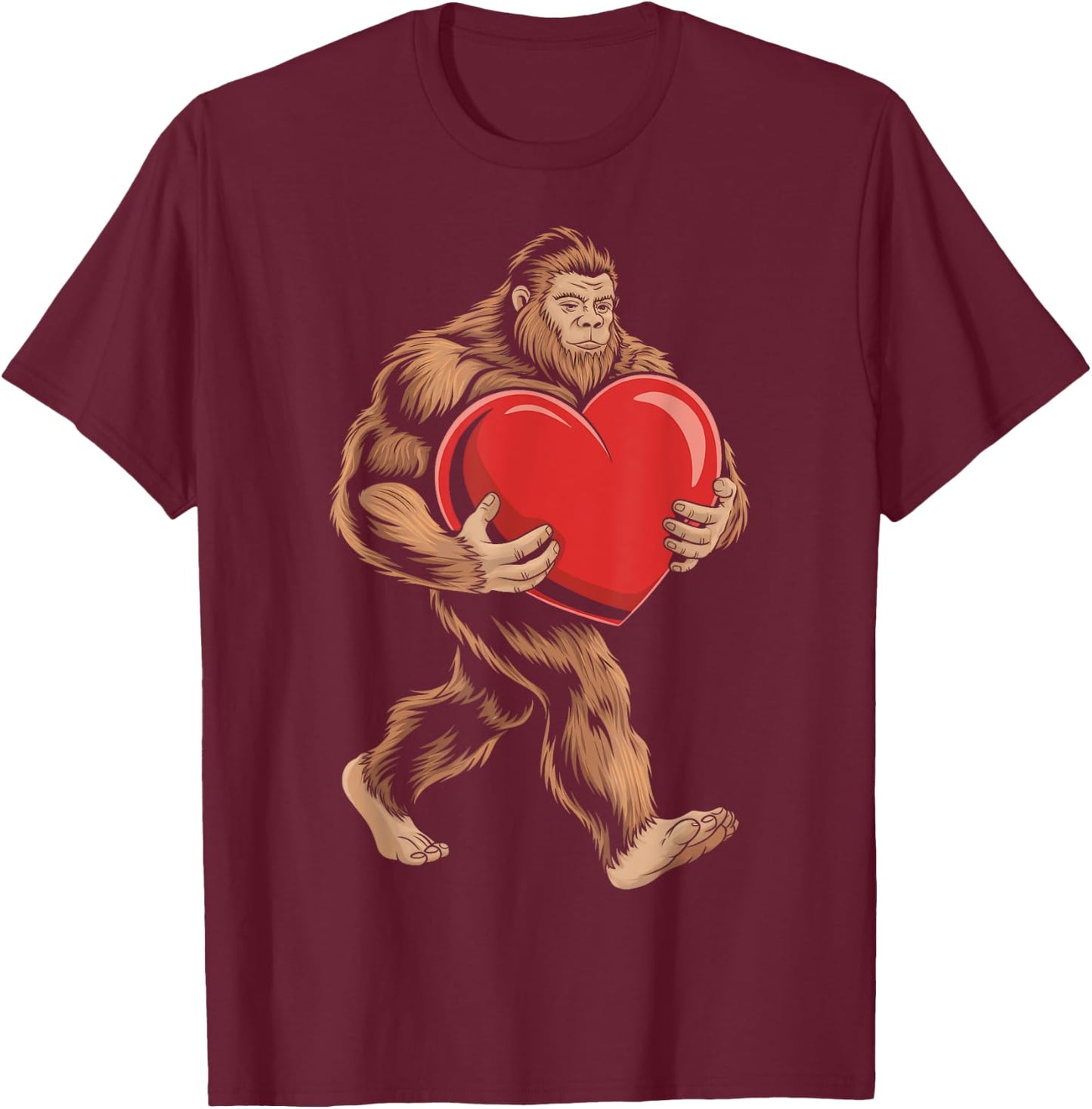 Humor Bigfoot Valentines Day Funny T-Shirt - T-Shirt | Maroon