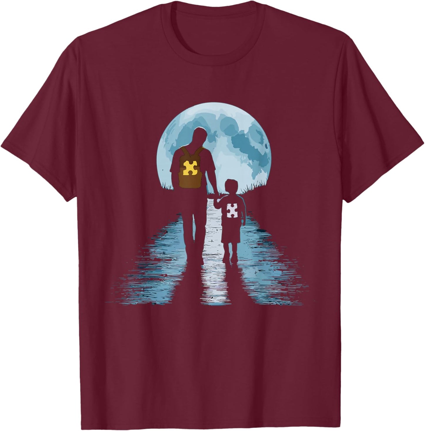 Proud Autism Dad Father and Son Autism T-Shirt - T-Shirt | Maroon