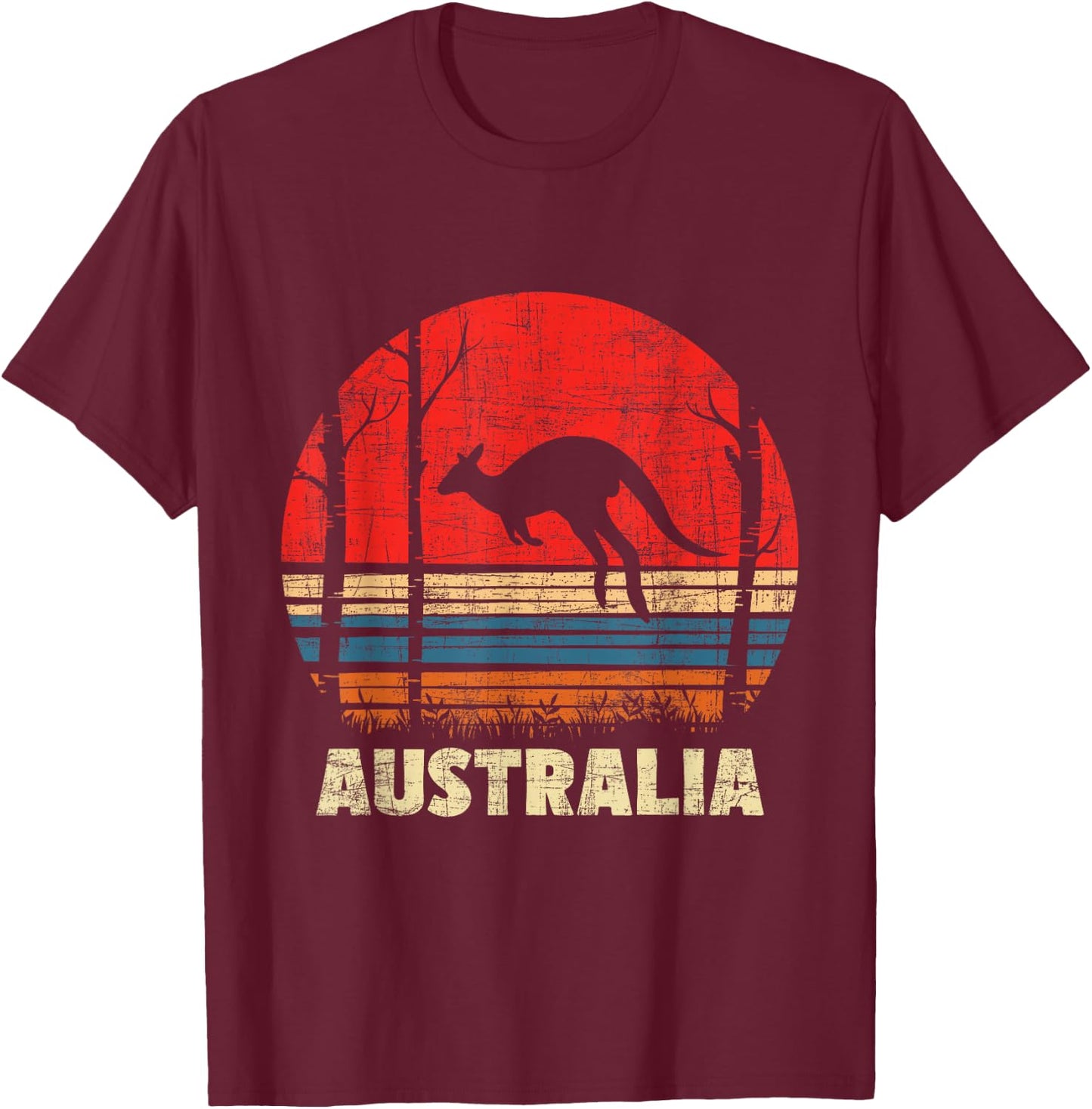 Funny Kangaroo Shirts - Australia - Retro Vintage Animal Marsupial Mammal Zookeeper T-Shirt - T-Shirt | Maroon