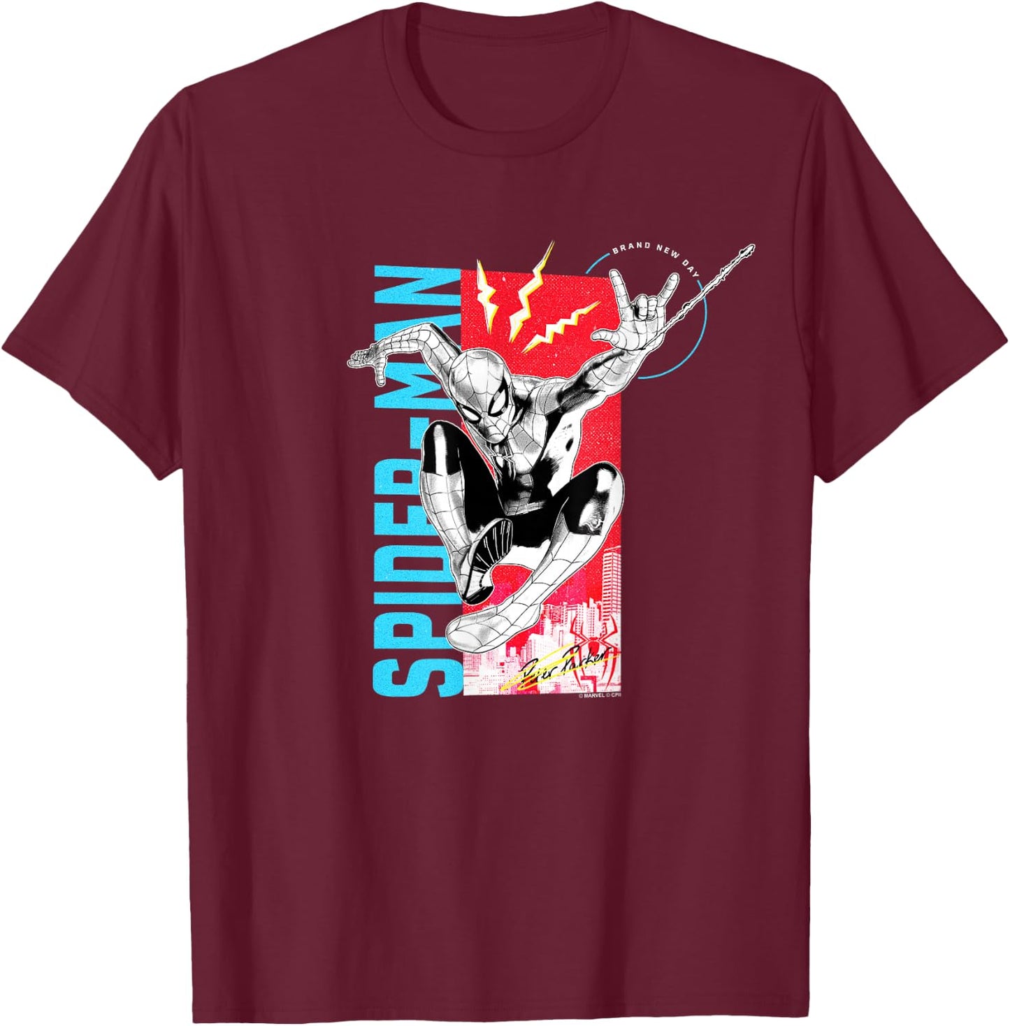 Marvel Spider-Man: New Day Spidey Sense Comic Panel T-Shirt - T-Shirt | Maroon