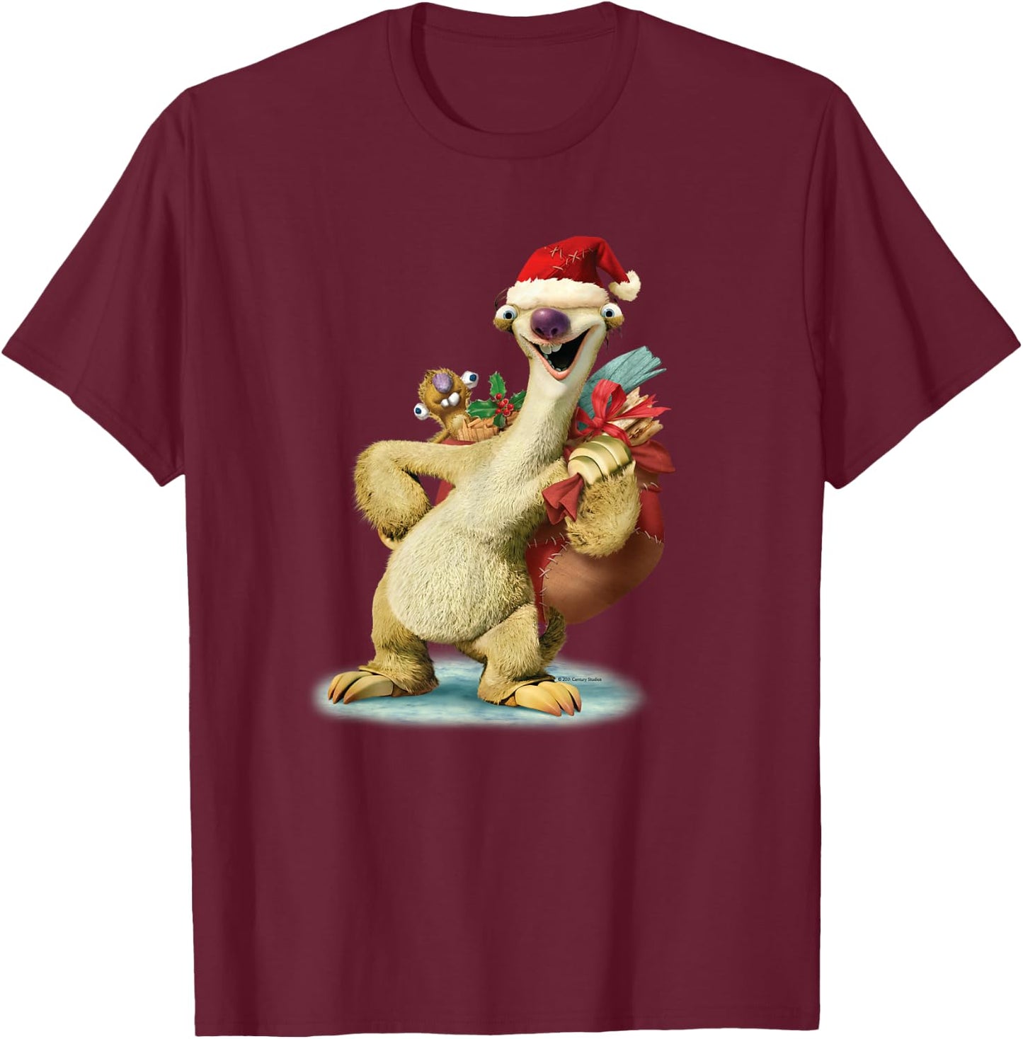 Ice Age Sid Prehistoric Santa for Christmas Holiday T-Shirt - T-Shirt | Maroon