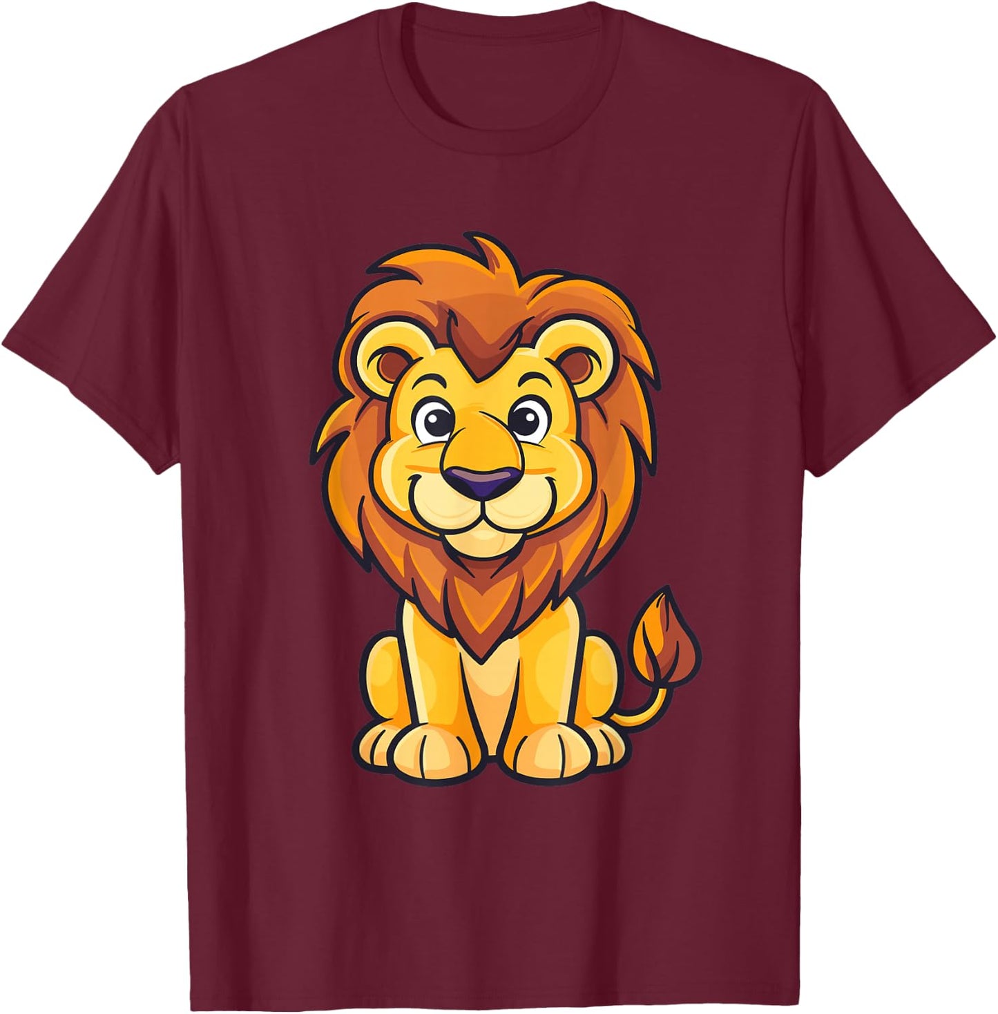Cute Lion Children's , black T-Shirt - T-Shirt | Maroon