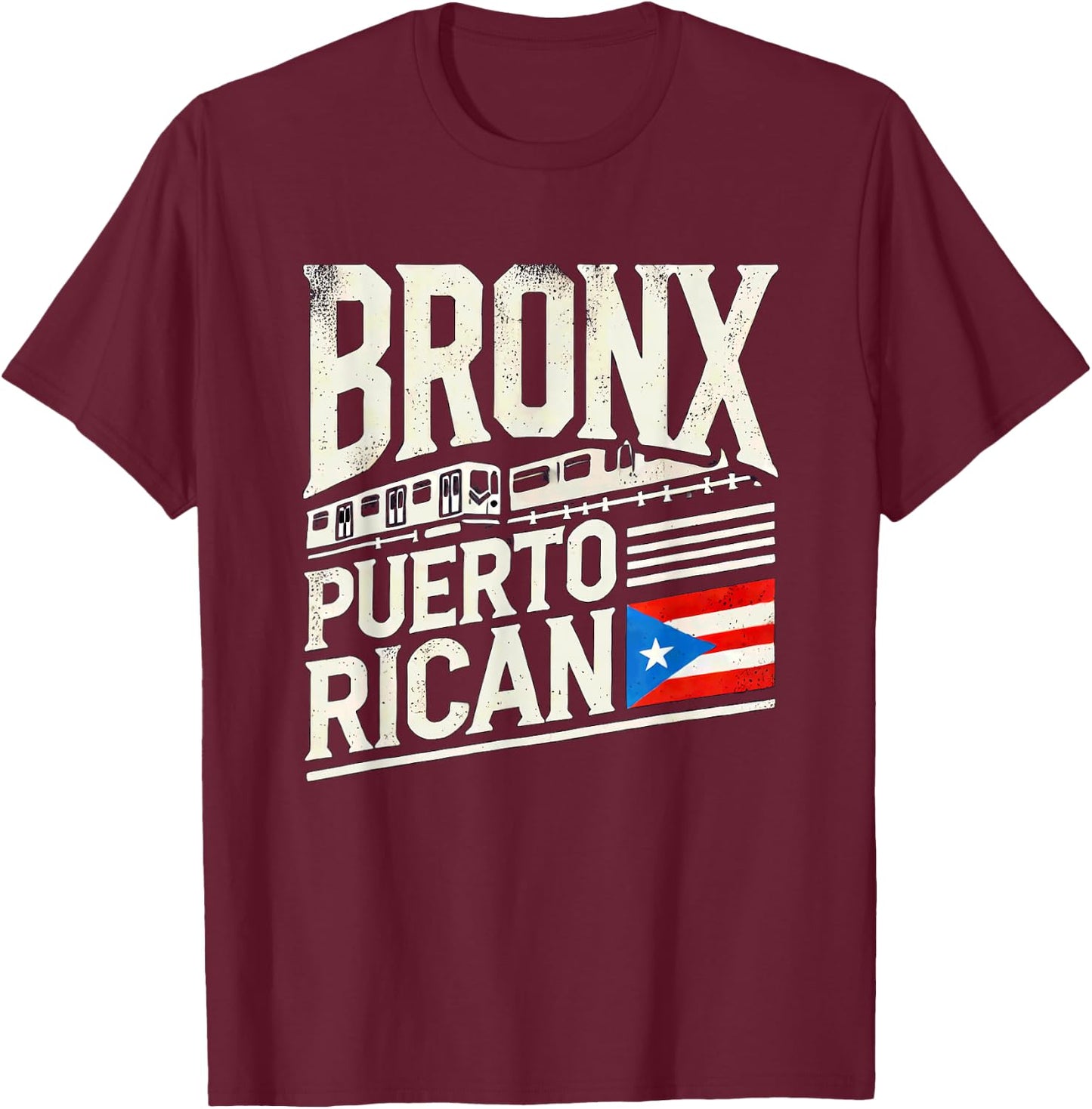 Bronx Puerto Rican Puerto Rico Flag NYC Train Subway Car Fun T-Shirt - T-Shirt | Maroon