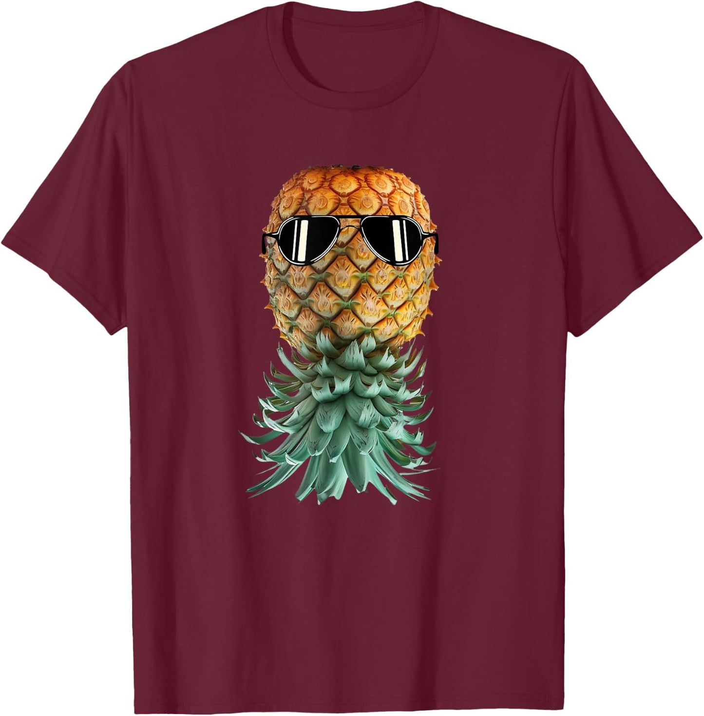 Matching Wife & Husband Upside Down Pineapple T-Shirt - T-Shirt | Maroon