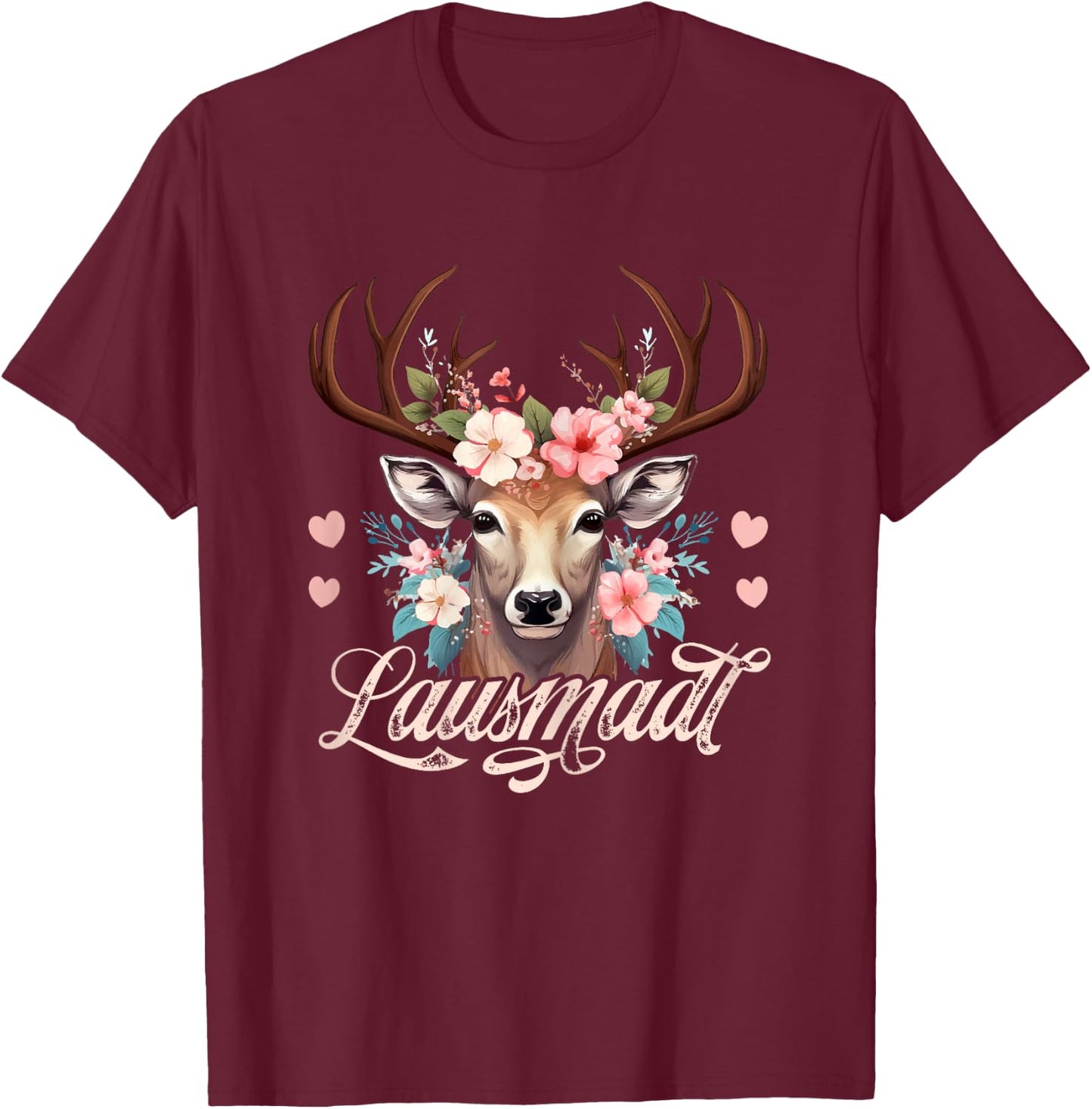 Dirndl Trachtenshirt Damen Lausmadl Mädchen Trachten T-Shirt - T-Shirt | Maroon