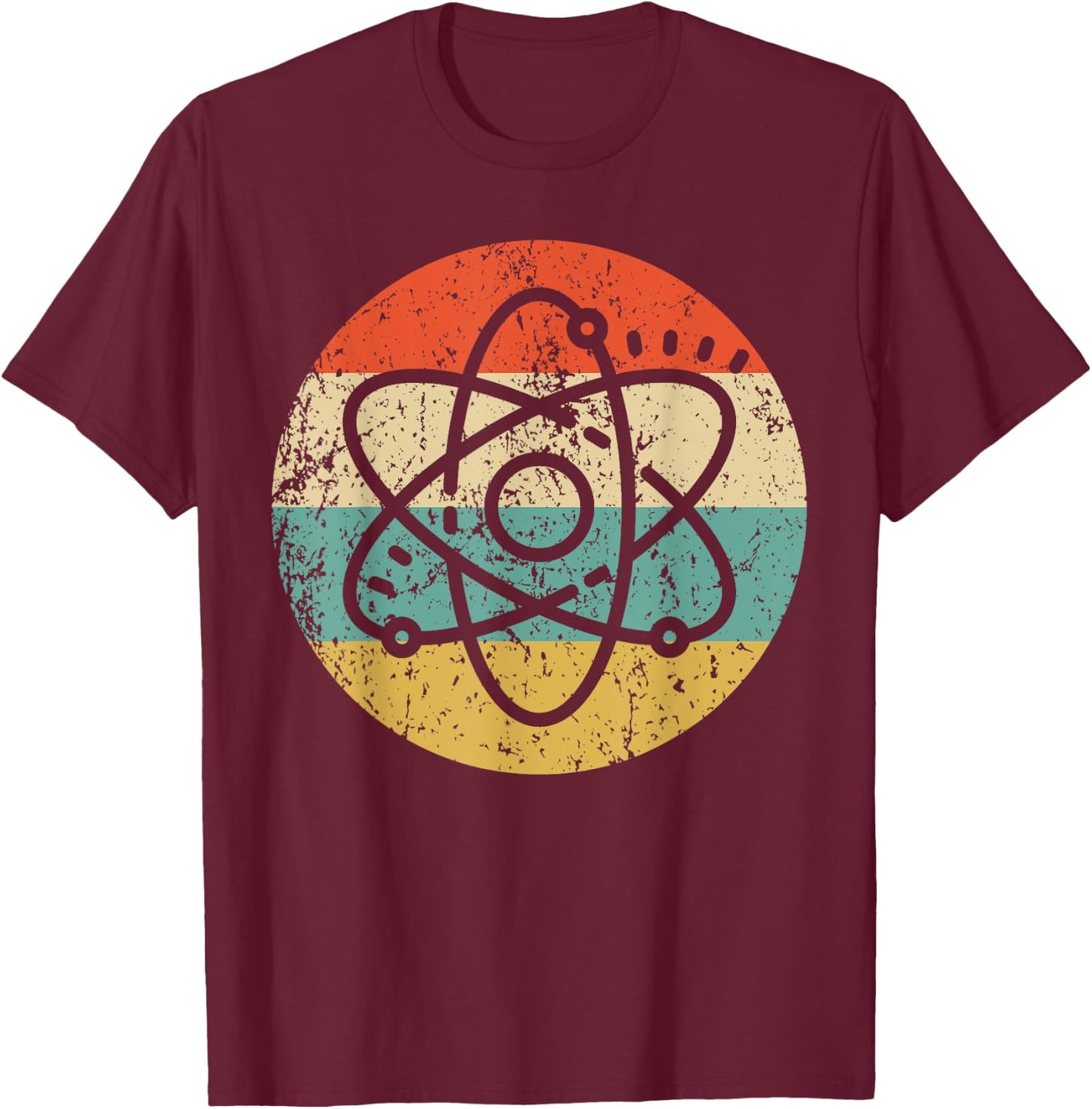 Atom Retro Style Science T-Shirt - T-Shirt | Maroon