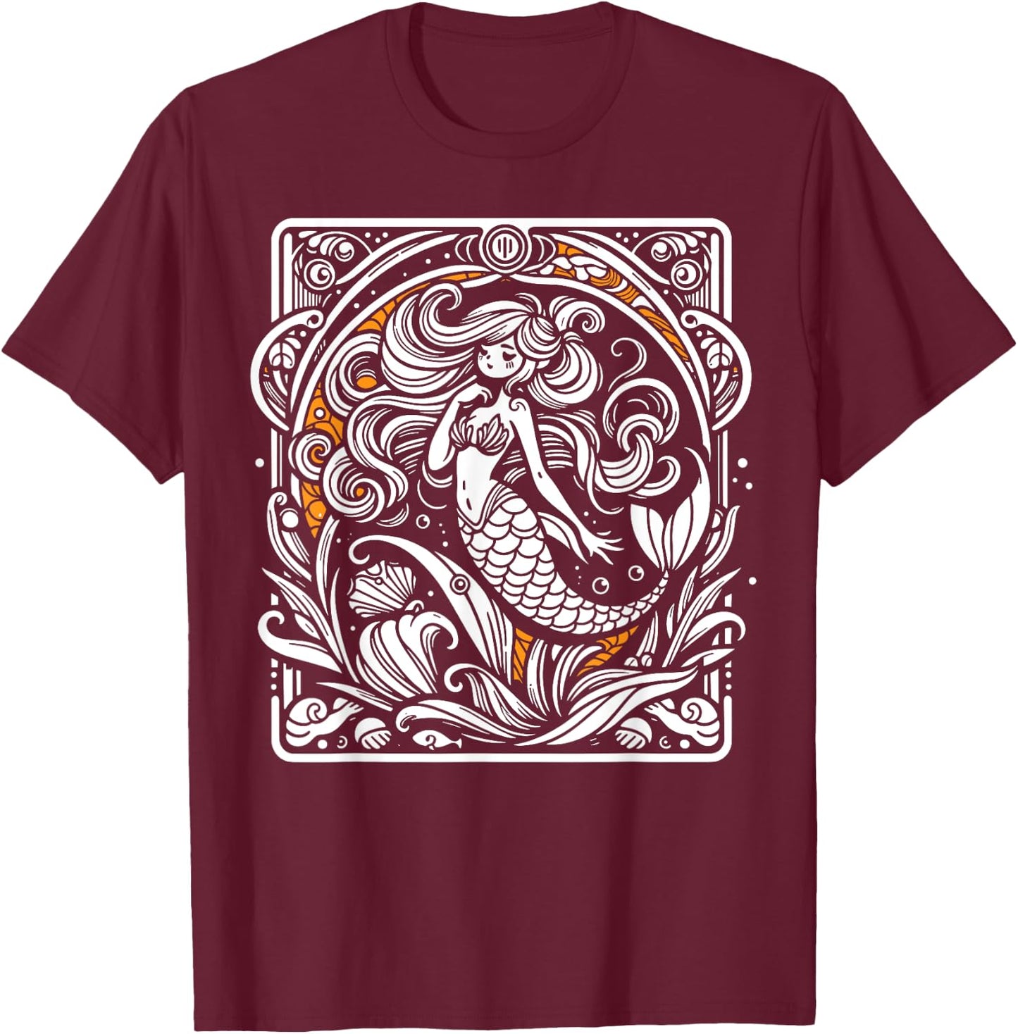 Tarot Card Reading Dark Magic Fortune Telling Mermaid T-Shirt - T-Shirt | Maroon