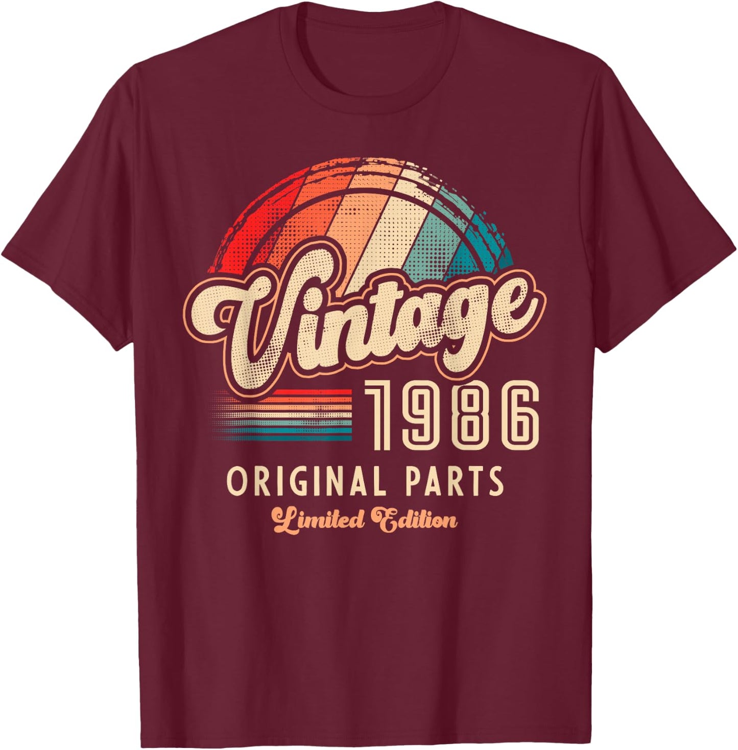 Vintage 1986 Pièces Originales 40e Anniversaire T-Shirt - T-Shirt | Maroon
