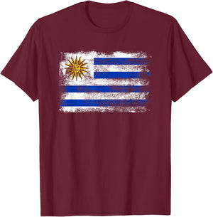 Vintage Uruguay Flag Uruguayan Retro Women Kid Souvenir T-Shirt - T-Shirt | Maroon
