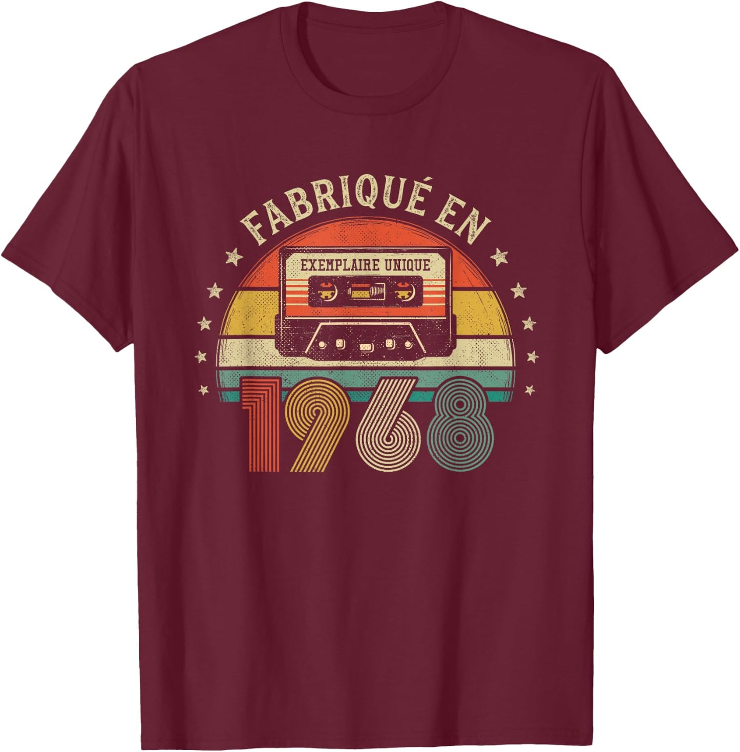 Made in 1968 Vintage Cassette - Birthday Gift 1968 T-Shirt - T-Shirt | Maroon