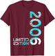 18th Birthday Limited Edition Vintage 2006 Man Woman , black T-Shirt - T-Shirt | Maroon