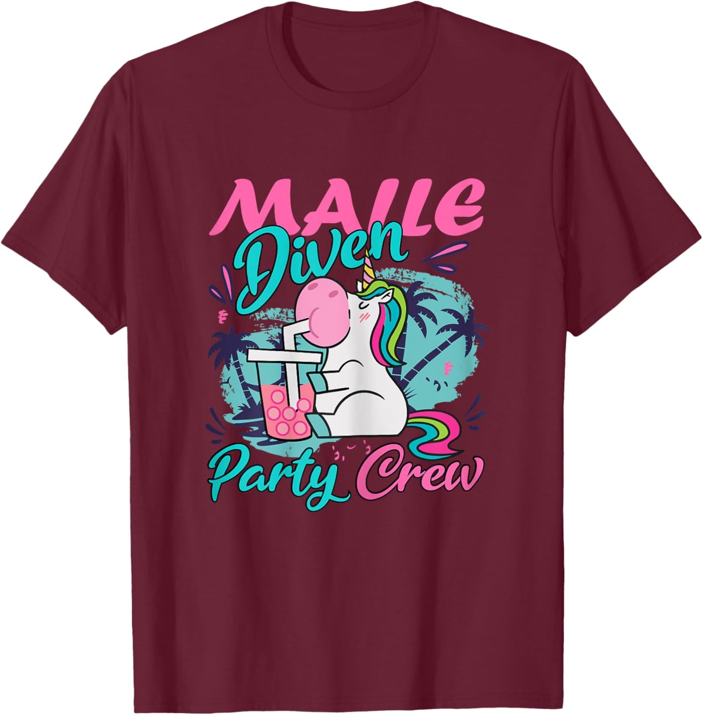 Malle Diven Party Crew Saufen , black T-Shirt - T-Shirt | Maroon