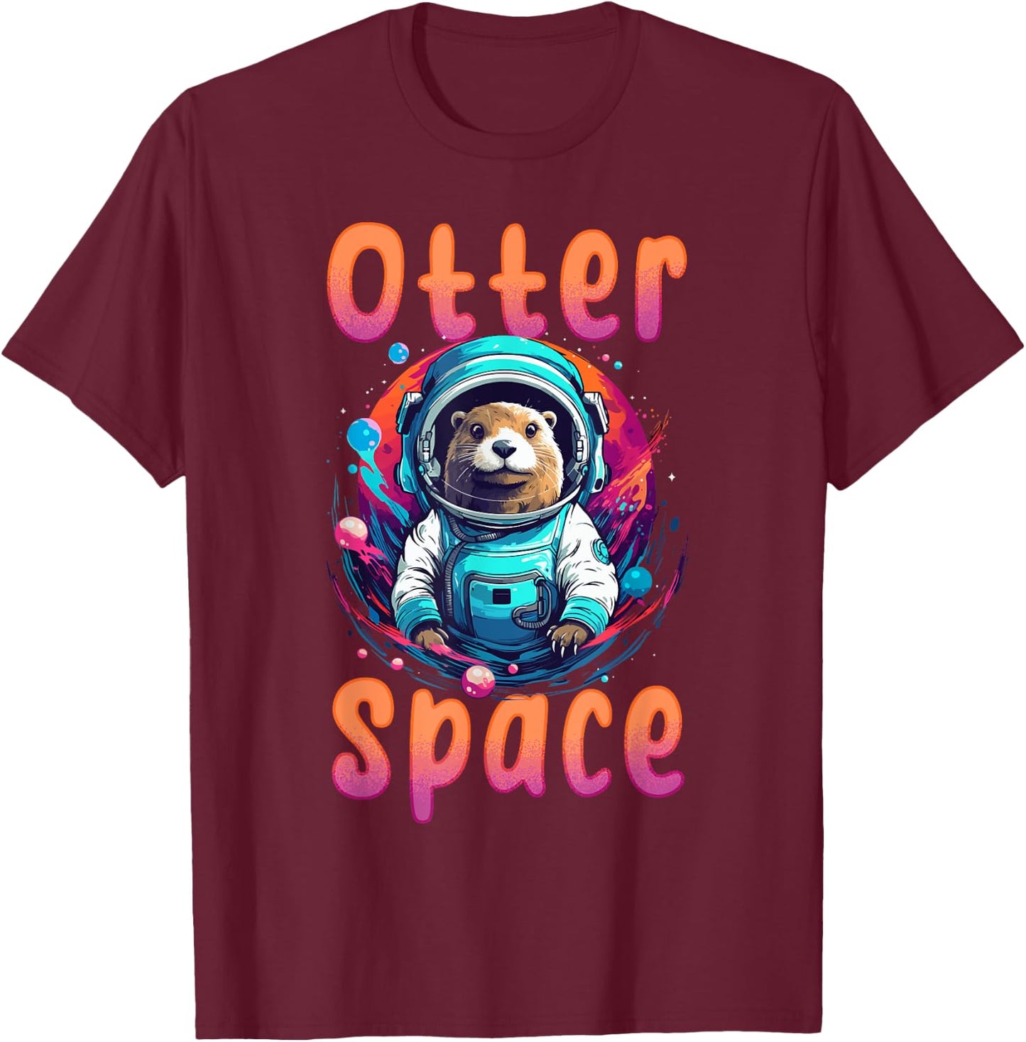 Otter Animal Kids & Adult - Otter Space T-Shirt - T-Shirt | Maroon