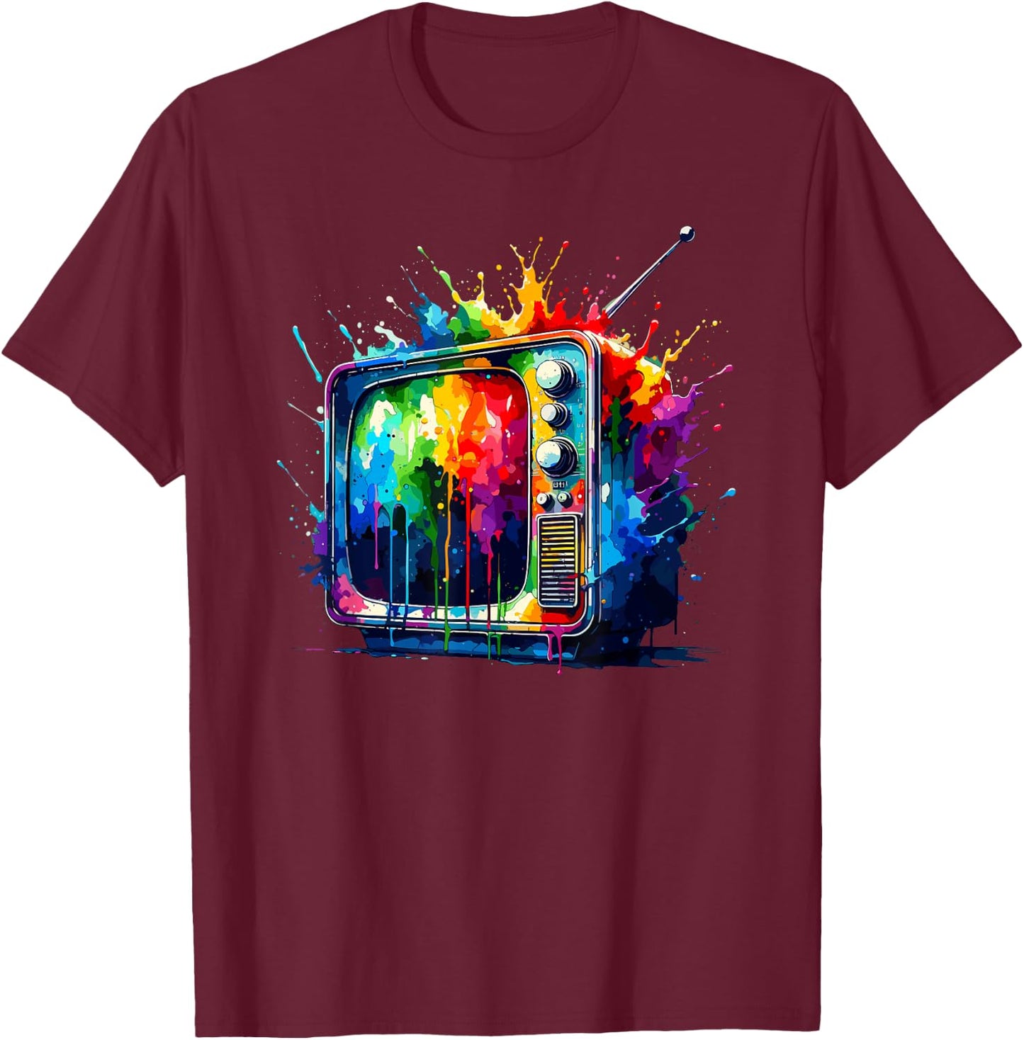 Splash Art Television Vintage TV Retro 70s 80s T-Shirt - T-Shirt | Maroon