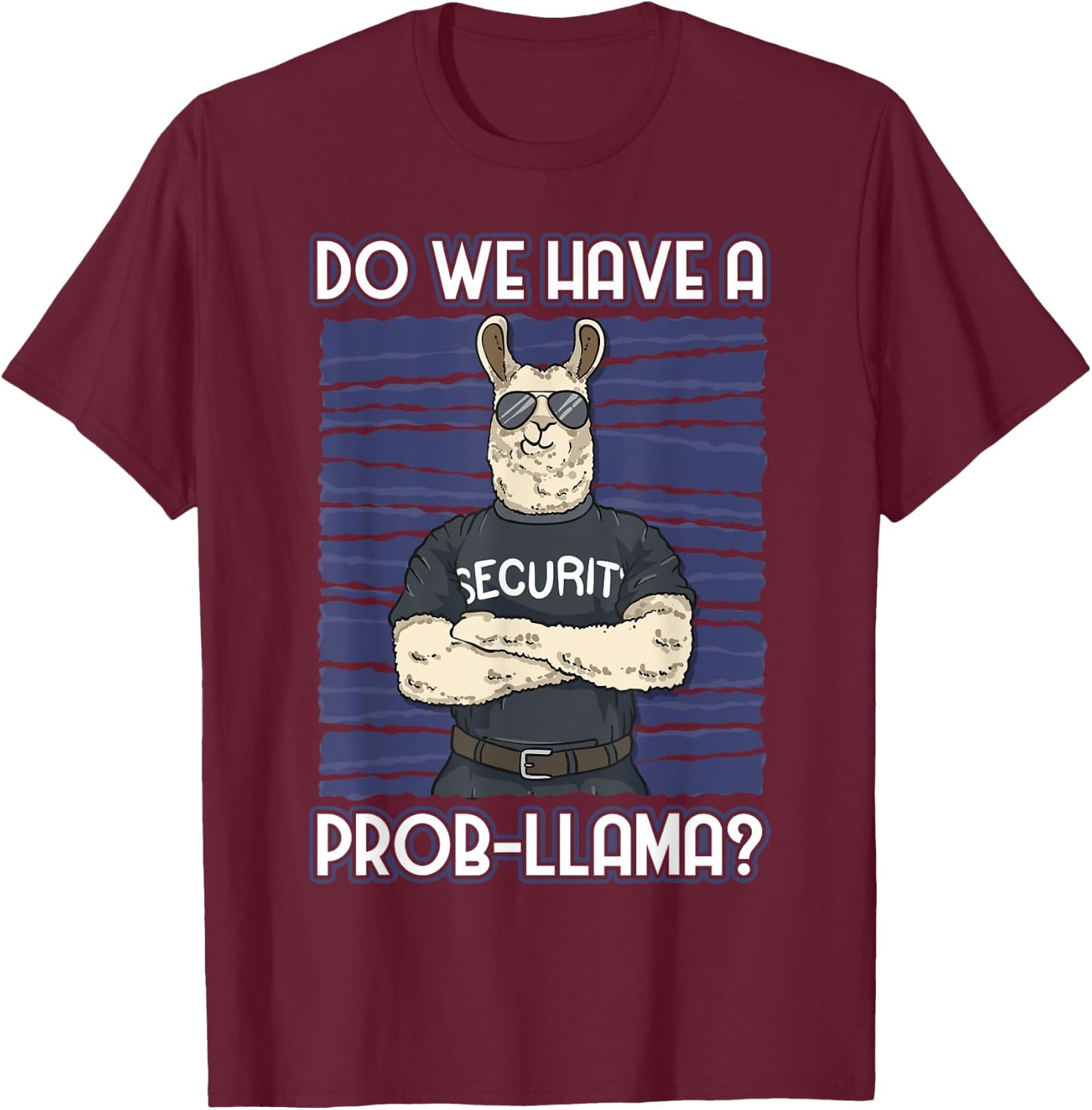 Funny Bouncer -Adults Security Guard Alpaca , Black, Small, Short Sleeve T-Shirt - T-Shirt | Maroon