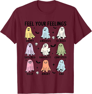 School Counselor Halloween Feel Your Feeling Mental Health T-Shirt - T-Shirt | Maroon