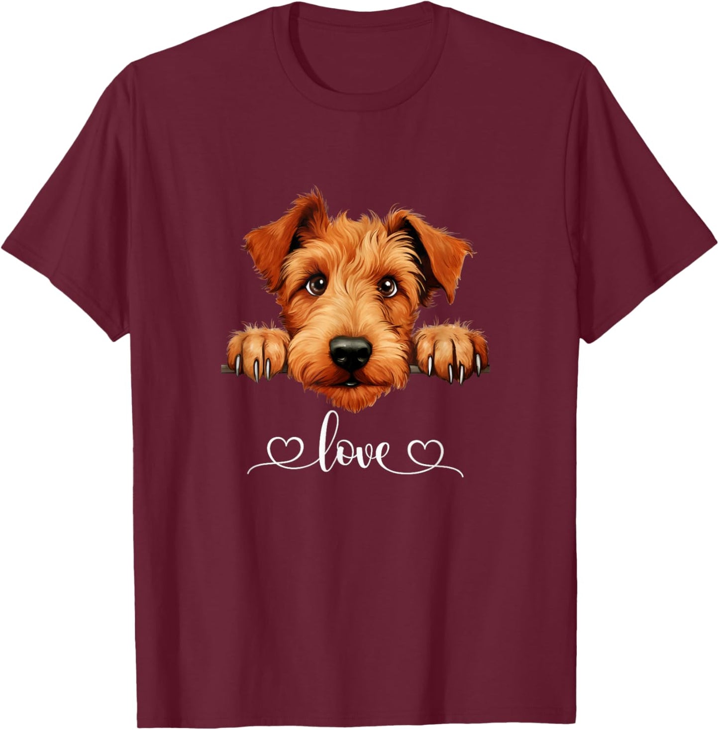 Cute Dog Graphic Love Irish Terrier Dog T-Shirt - T-Shirt | Maroon