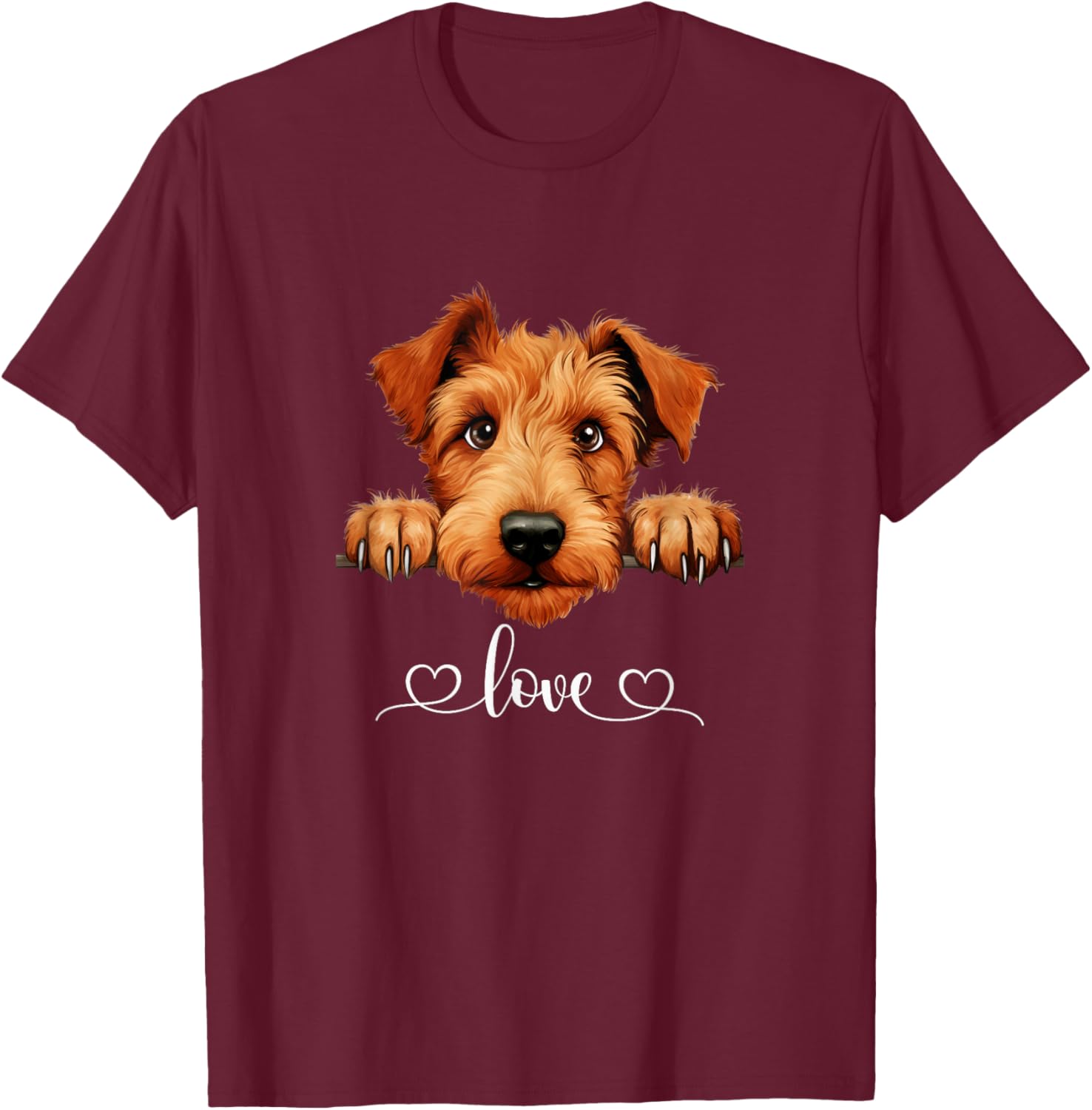 Cute Dog Graphic Love Irish Terrier Dog T-Shirt - T-Shirt | Maroon
