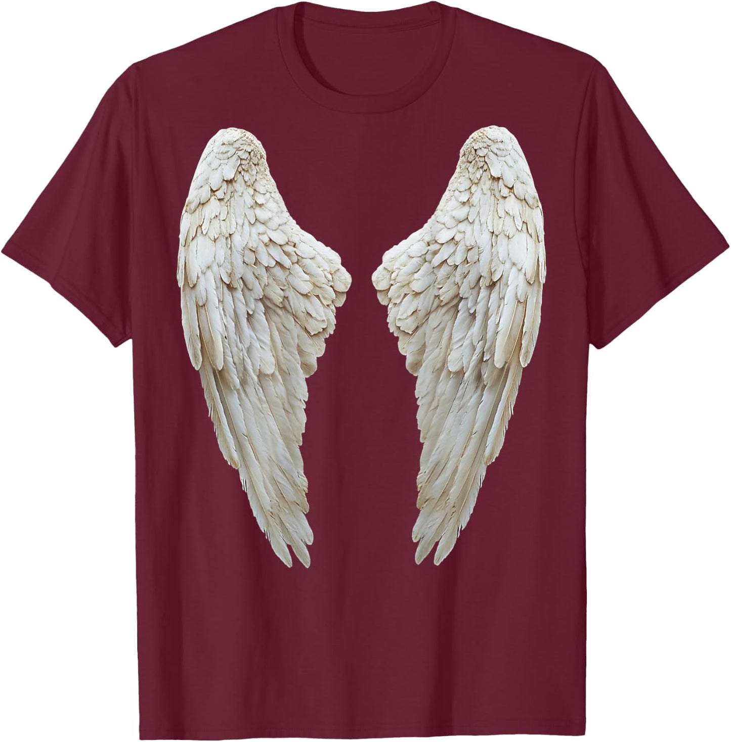 White and Black Christian Angel Wings T-Shirt - T-Shirt | Maroon