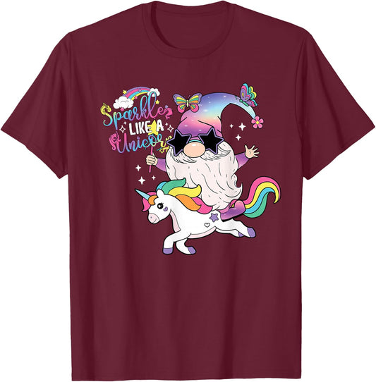 Unicorn Gnome Rainbow Mystical Fairy Fantasy Party T-Shirt - T-Shirt | Maroon