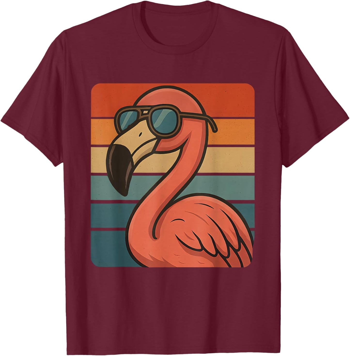 Cool Retro Flamingo Sunglasses 70s 80s 90s Funny Flamingo T-Shirt - T-Shirt | Maroon