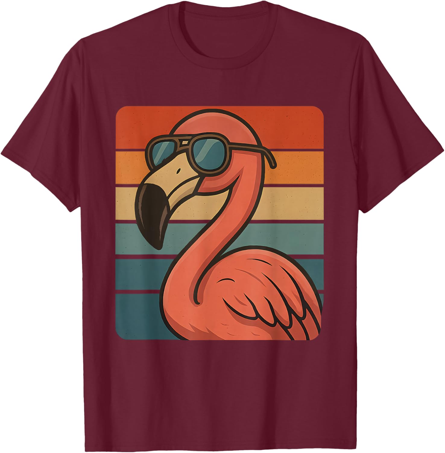 Cool Retro Flamingo Sunglasses 70s 80s 90s Funny Flamingo T-Shirt - T-Shirt | Maroon