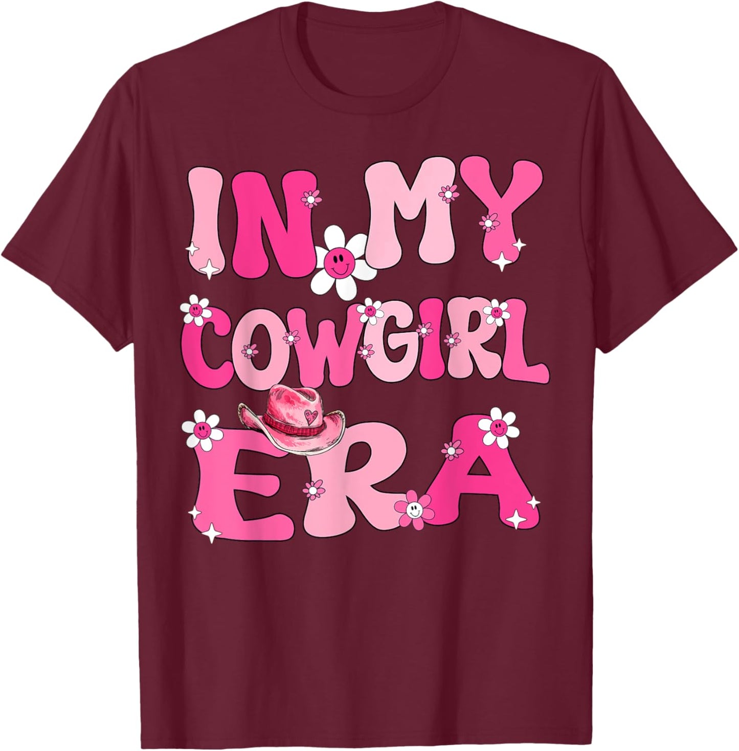 In My Cowgirl Era Retro Groovy Western Rodeo Cowgirl Cute T-Shirt - T-Shirt | Maroon