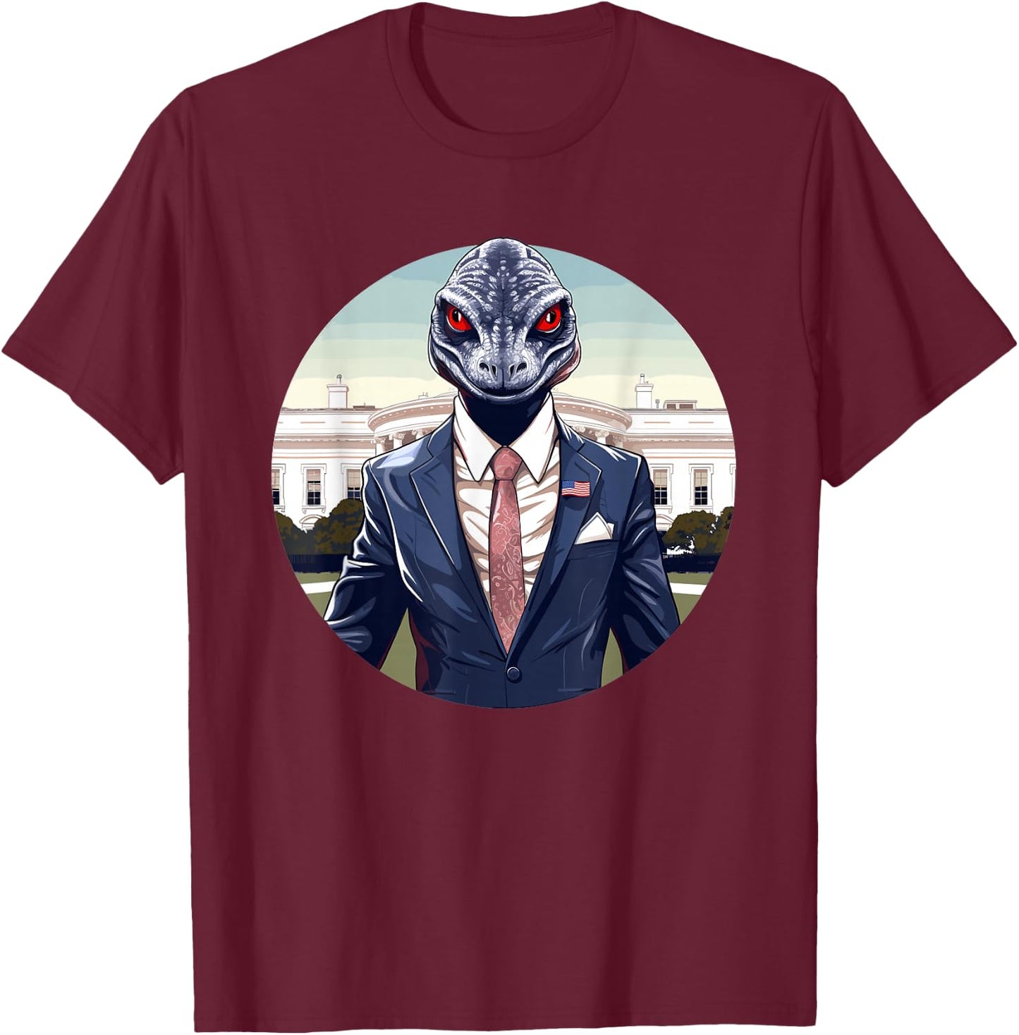 Reptilian Humanoid, Reptilian Agenda, Lizard People T-Shirt - T-Shirt | Maroon