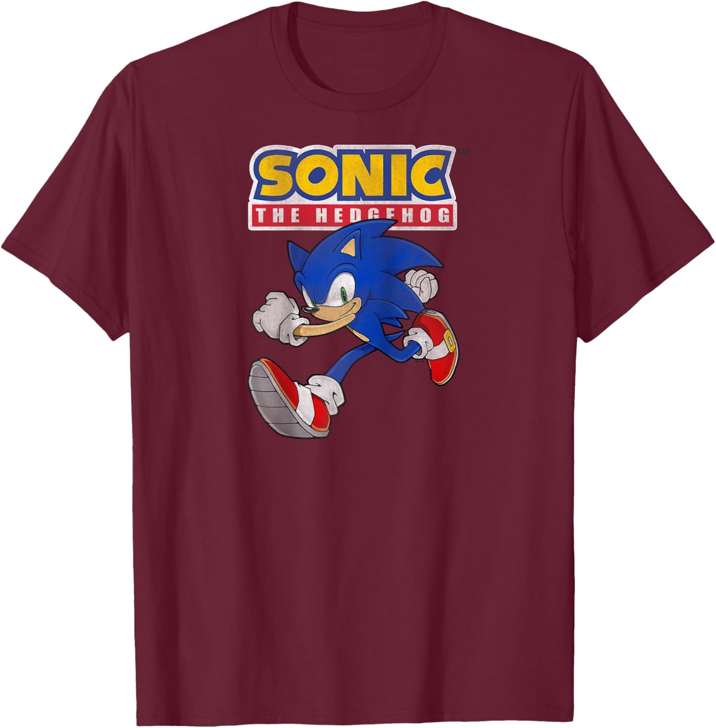 Sonic The Hedgehog Running Sonic Cool Portrait Vintage Raglan Baseball T-Shirt - T-Shirt | Maroon