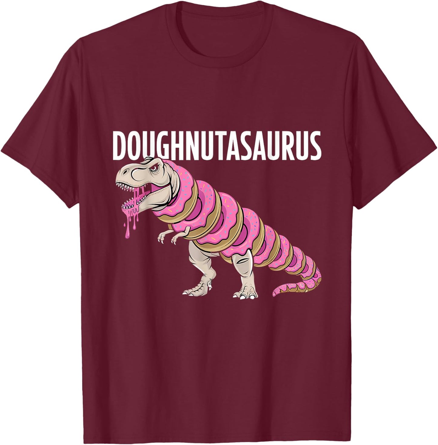 Doughnut Dino T-Rex Baking Donut Lover T-Shirt - T-Shirt | Maroon