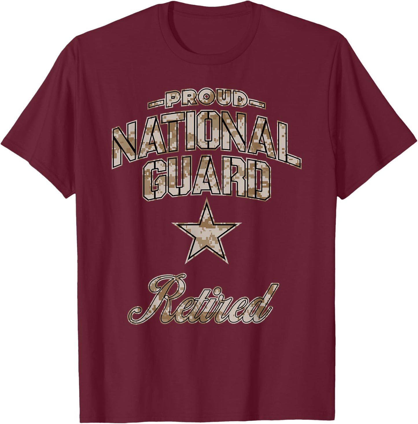 National Guard Retired Shirt (Camo) T-Shirt - T-Shirt | Maroon