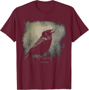 Bad Attitudes Gothic Rabe Krähe Goth Raven Dark Art Grunge Aesthetic für Damen und Herren - Schwarz, Kurzarm, , S T-Shirt - T-Shirt | Maroon