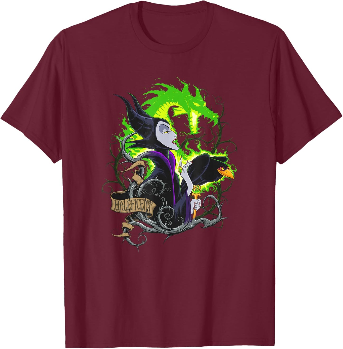 Disney Sleeping Beauty Maleficent Queen of Thorns T-Shirt - T-Shirt | Maroon