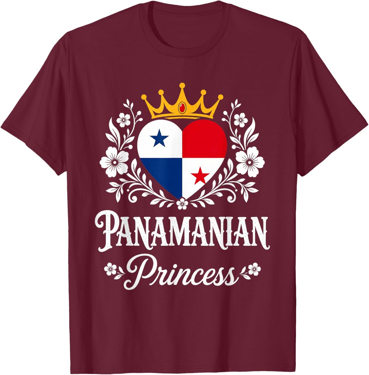Panamanian Princess Panama Flag Proud Panamanian Girl T-Shirt - T-Shirt | Maroon