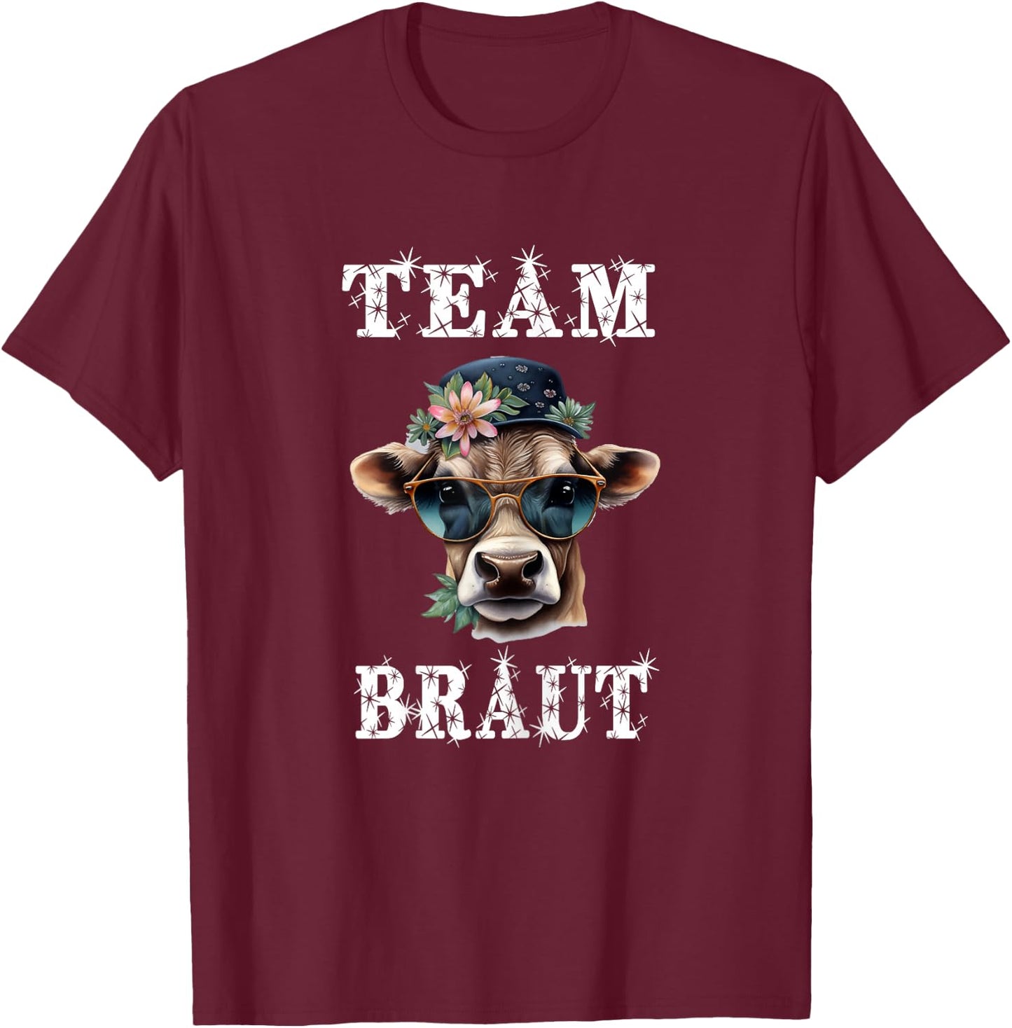 JGA Team Braut Kuh JGA Junggesellinnenabschied T-Shirt - T-Shirt | Maroon