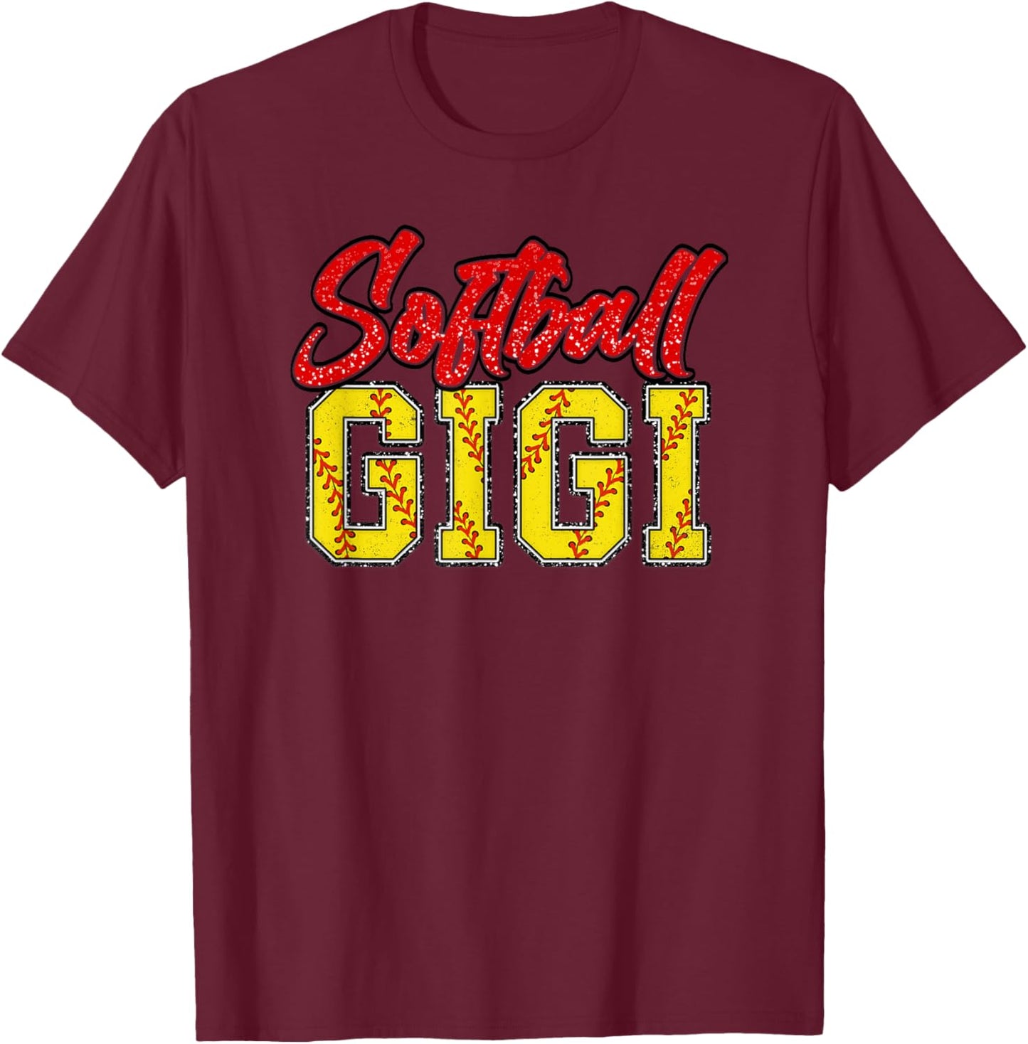 Softball Gigi Retro Groovy Loud Proud Sport Game Catcher T-Shirt - T-Shirt | Maroon