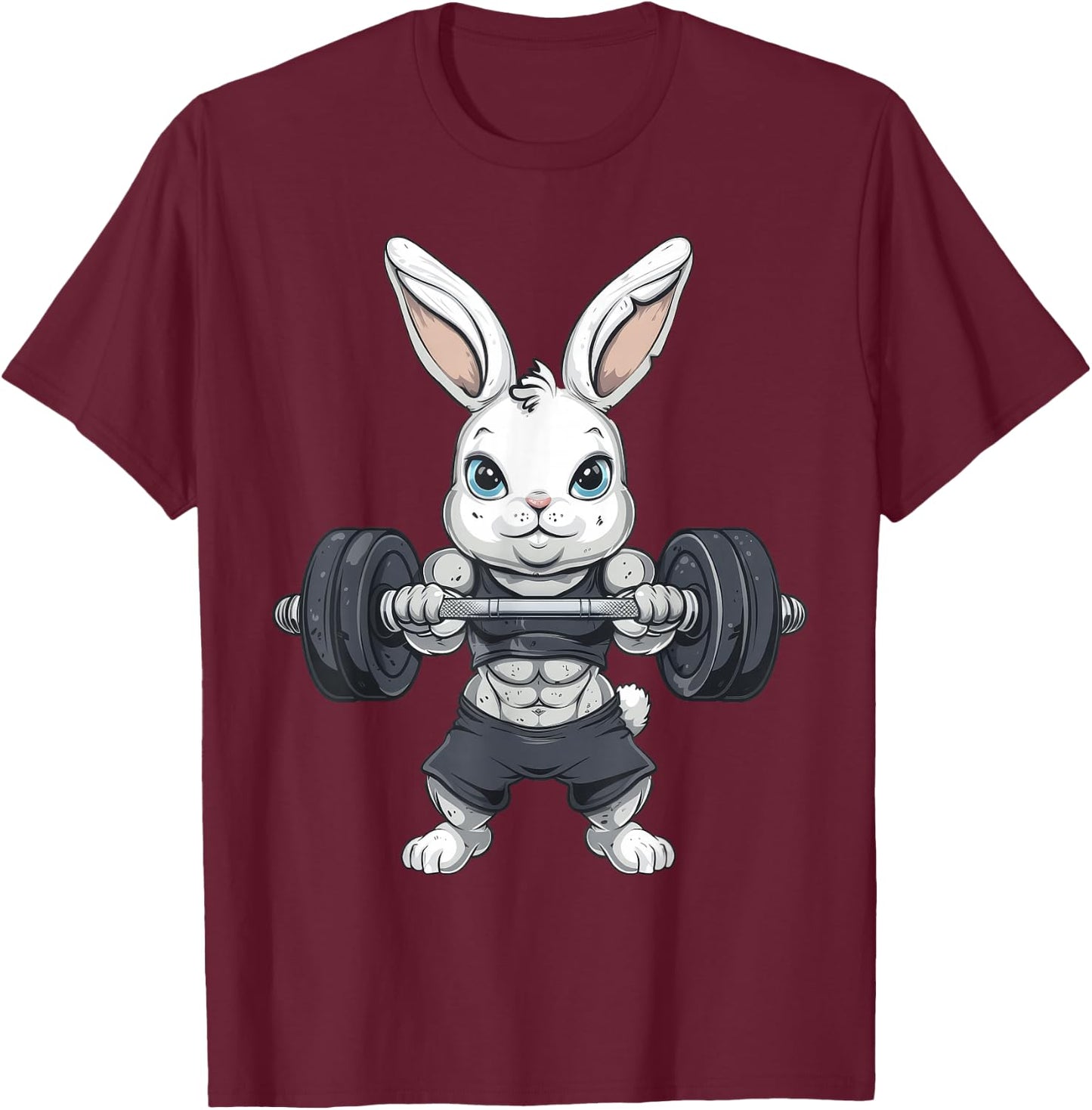 Rabbit Weightlifting Bodybuilding Fitness Rabbit Easter , Black, S T-Shirt - T-Shirt | Maroon