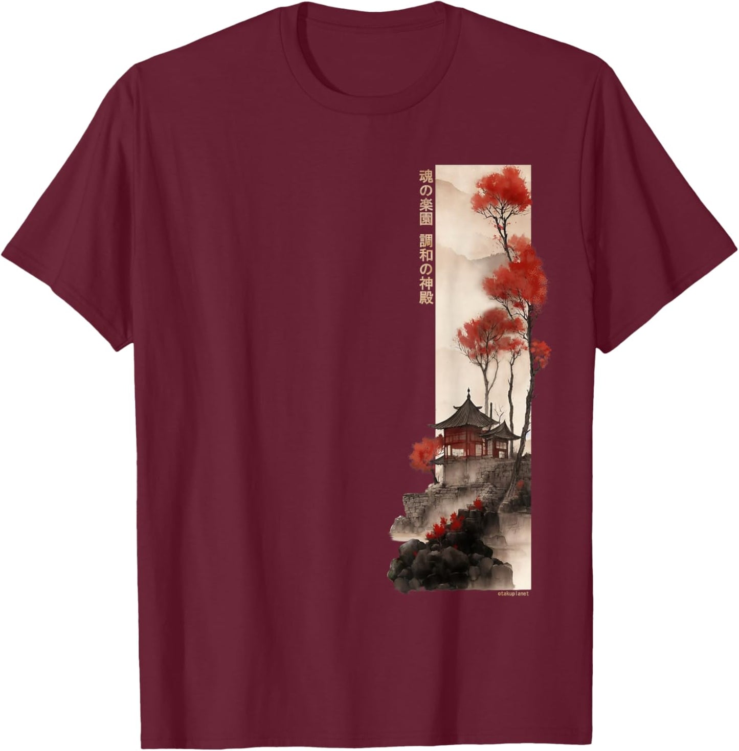 Japanese Temple Retro Vaporwave in Japan Harajuku 80s 90s T-Shirt - T-Shirt | Maroon