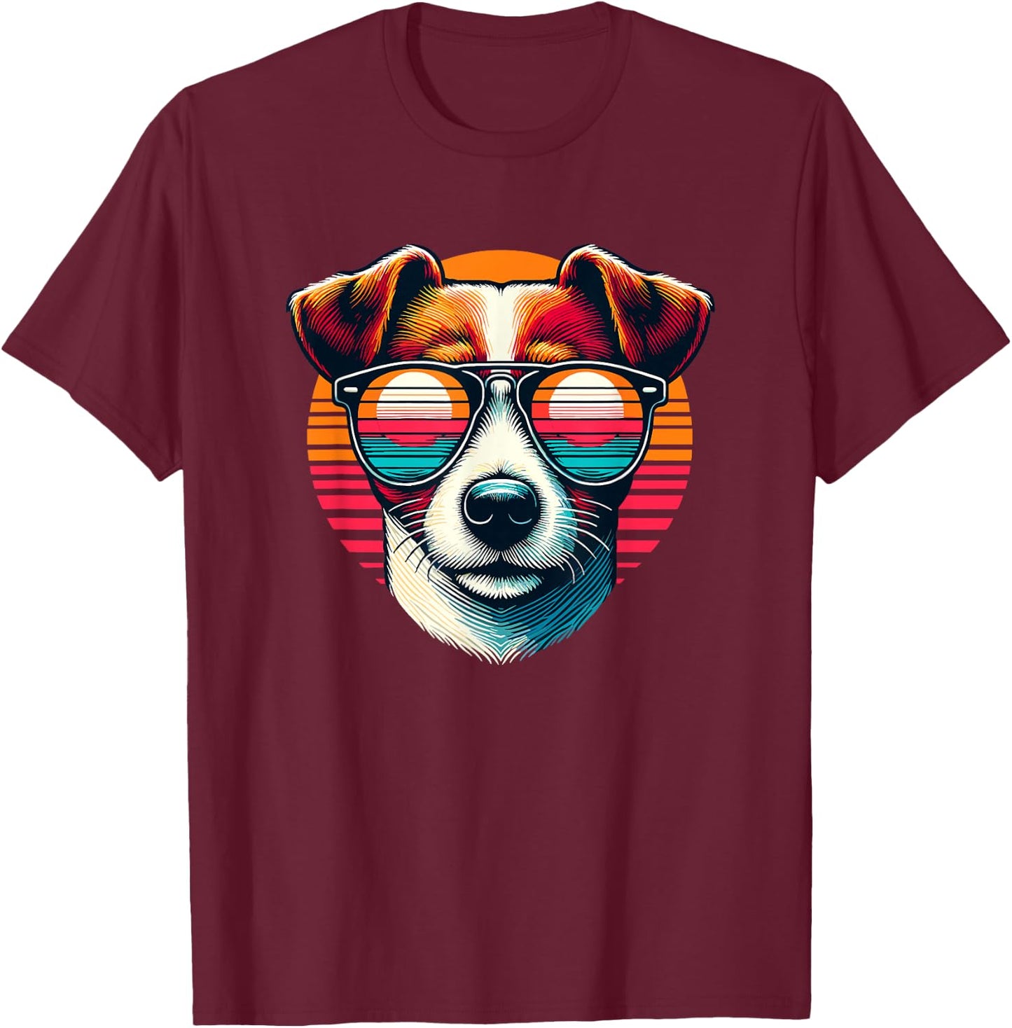 Retro Sunglasses Jack Russell Terrier Jack Russells , Black, S T-Shirt - T-Shirt | Maroon
