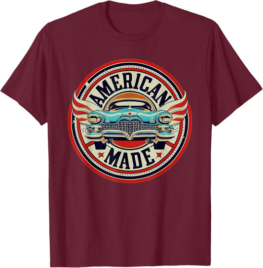 Retro Vintage Petrol Station American Made Engine Oil Car Garage T-Shirt - T-Shirt | Maroon