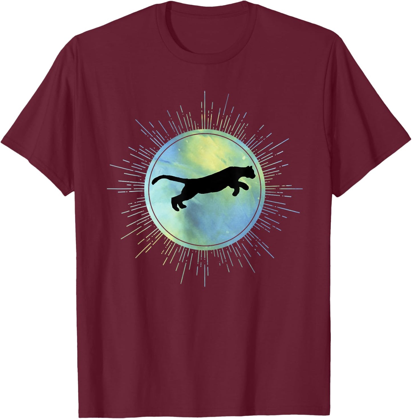 Hazy Sky Jumping Puma T-Shirt - T-Shirt | Maroon