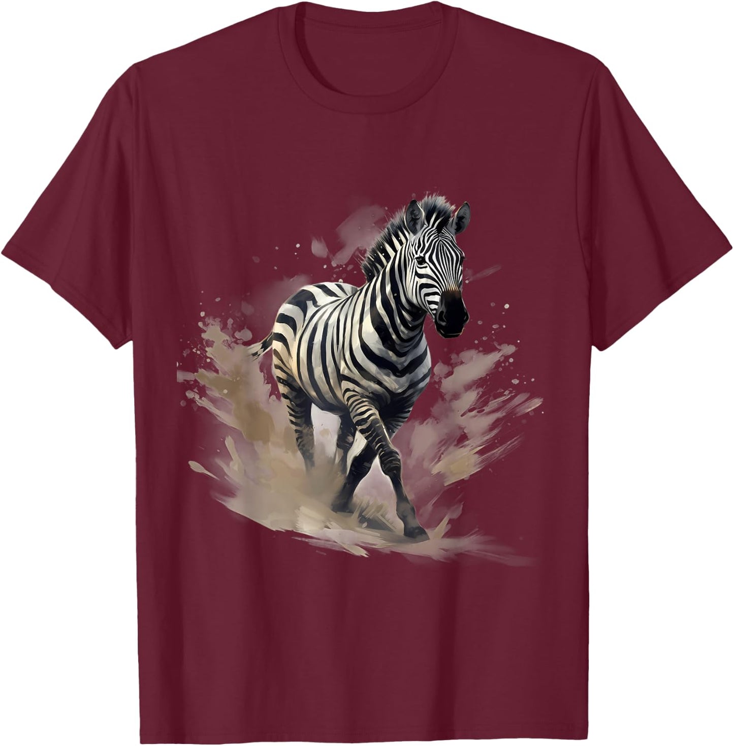 Zebra Drawing Splash Wildlife Safari African Animal Lovers T-Shirt - T-Shirt | Maroon