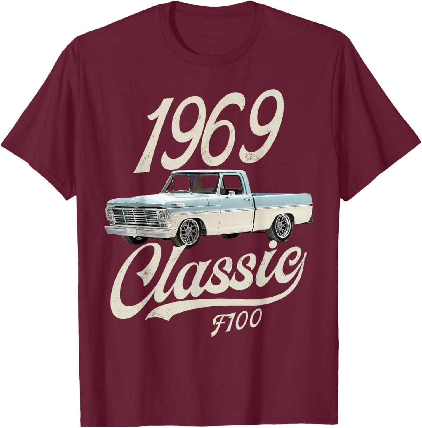 1969 Classic F100 Blue White T-Shirt - T-Shirt | Maroon