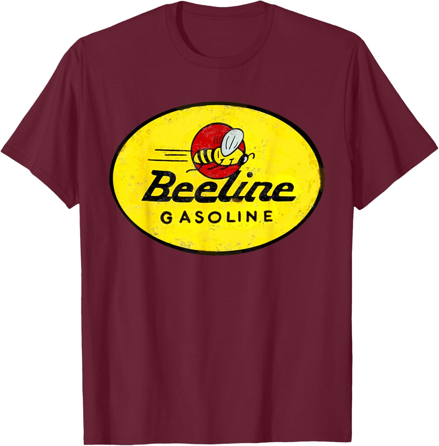 Retro Vintage Gas Station Beeline Gasoline Motor Oil Sign T-Shirt - T-Shirt | Maroon