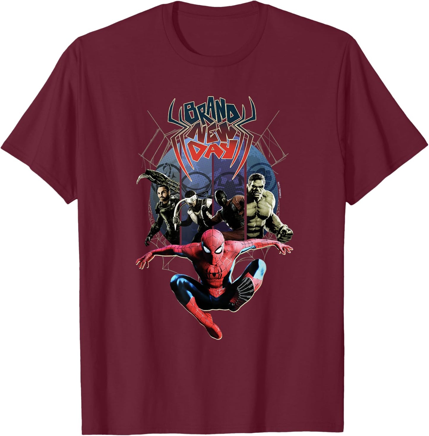 Marvel Spider-Man: New Day Color Web Villain Panels T-Shirt - T-Shirt | Maroon